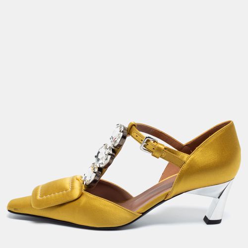 Marni Yellow Satin Crystal Embellished T-Bar Pumps Size 36 - Marni - Modalova