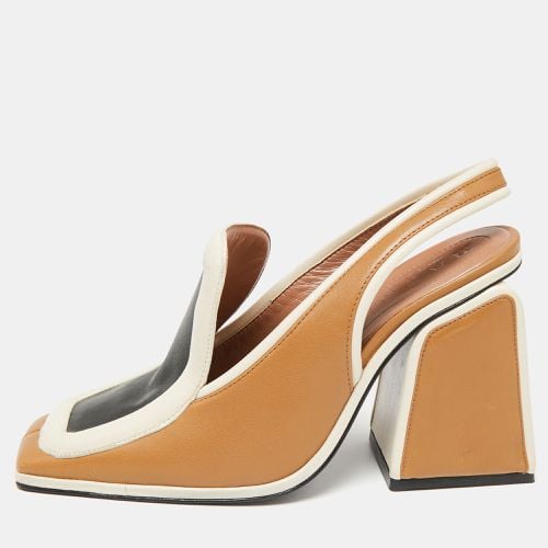 Marni Tri-Color Leather Square Toe Block Heel Slingback Sandals Size 37 - Marni - Modalova