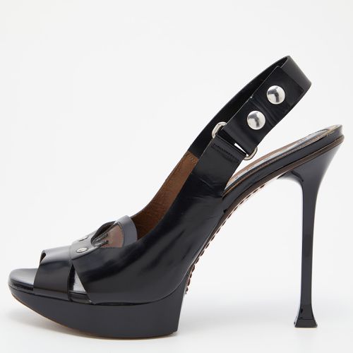 Marni Black Leather Peep Toe Sandals Size 40 - Marni - Modalova