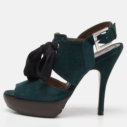 Marni Green Suede Peep Toe Slingback Sandals Size 36 - Marni - Modalova