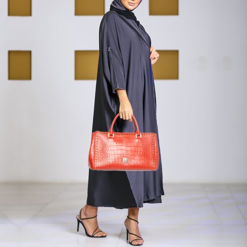 Studded Croc Embossed Leather Tote - MCM - Modalova