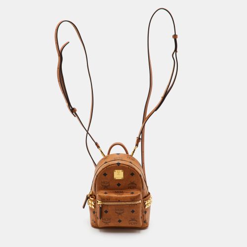 Stark Bebe Boo Side Studs X-Mini Cognac Visetos Coated Canvas and Leather Backpack - MCM - Modalova