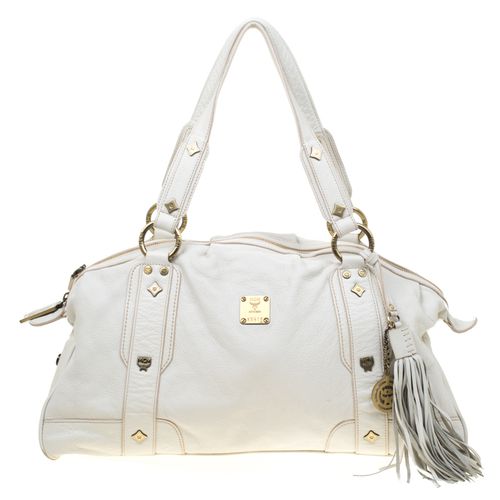 MCM White Leather Tassel Satchel - MCM - Modalova