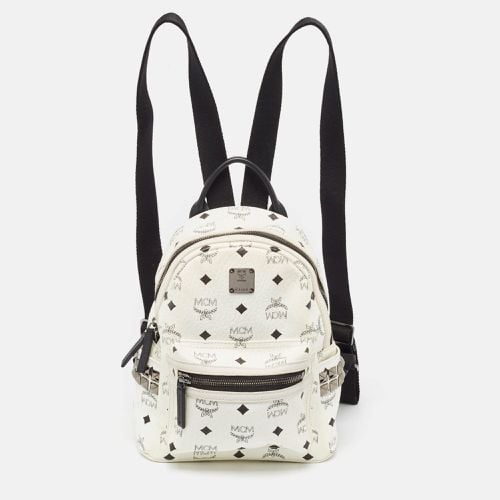 MCM White/Black Visetos Coated Canvas Studded Stark-Bebe Boo Backpack - MCM - Modalova