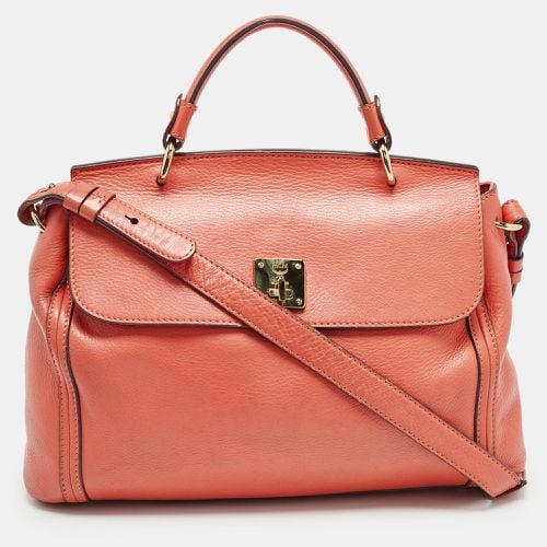 MCM Orange Leather Turn Lock Flap Top Handle Bag - MCM - Modalova