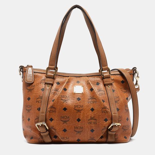 MCM Cognac Visetos Coated Canvas and Leather Essentials Shopper Tote - MCM - Modalova