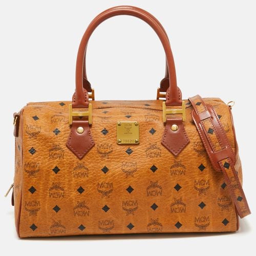 MCM Cognac Visetos Coated Canvas Large Heritage Boston Bag - MCM - Modalova