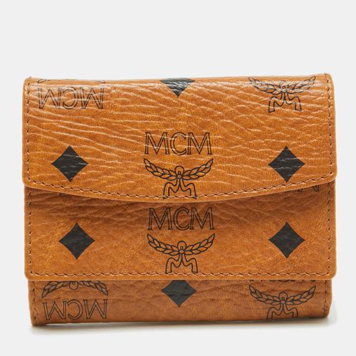 MCM Cognac Visetos Coated Canvas Trifold Compact Wallet - MCM - Modalova