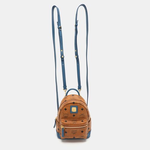 MCM Tan/Blue Cognac Visetos Coated Canvas and Leather Mini Stark Backpack - MCM - Modalova