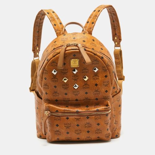 MCM Cognac Visetos Coated Canvas Medium Studded Stark Backpack - MCM - Modalova