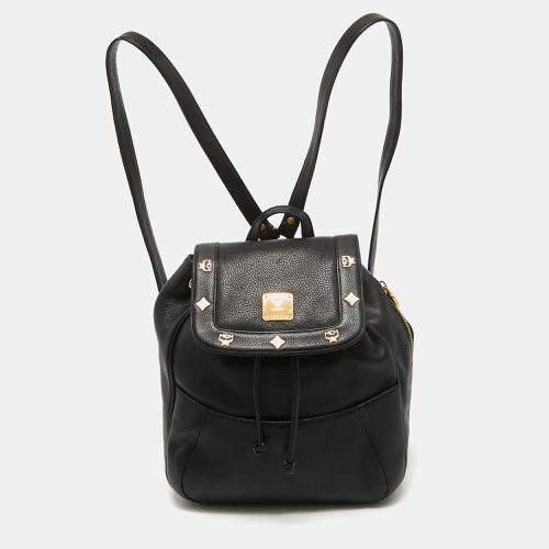 MCM Black Leather Studded Flap Backpack - MCM - Modalova