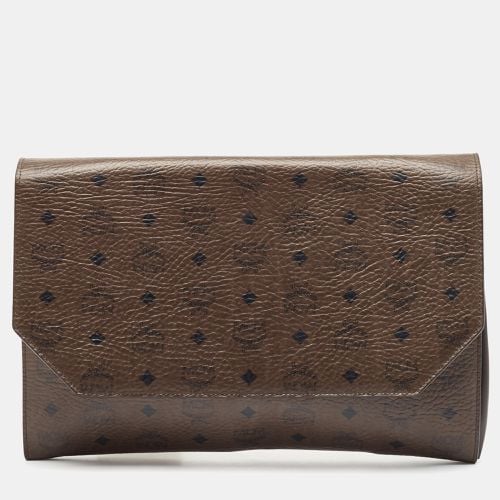 Dark Visetos Coated Canvas and Leather Envelope Clutch - MCM - Modalova