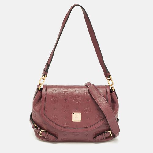 MCM Burgundy Embossed Leather Flap Top Handle Bag - MCM - Modalova