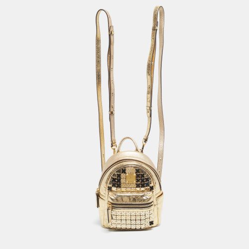 MCM Gold Leather and Embellished Mini Stark Bebe Boo Backpack - MCM - Modalova