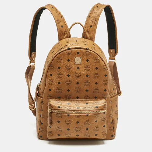 MCM Cognac Visetos Coated Canvas Medium Stark Backpack - MCM - Modalova