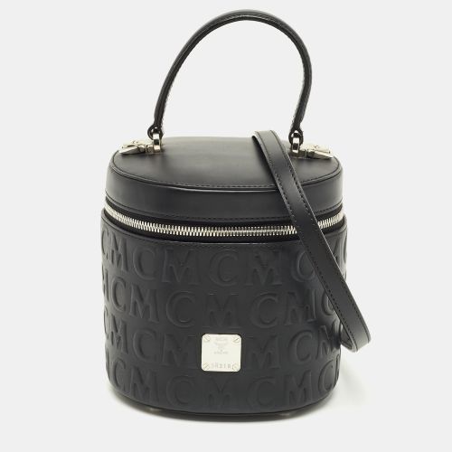 MCM Black Logo Embossed Leather Cylinder Bag - MCM - Modalova