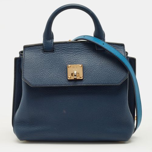 MCM Milla Flap Two Tone Blue Leather Top Handle Bag - MCM - Modalova