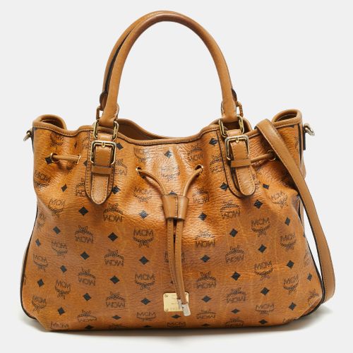 Cognac Visetos Coated Canvas Drawstring Tote - MCM - Modalova