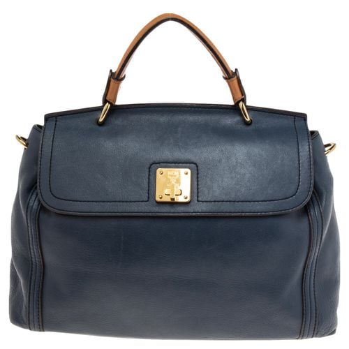 MCM Blue Leather Turn Lock Flap Top Handle Bag - MCM - Modalova