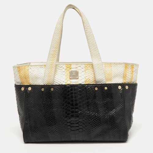 MCM Yellow/Black Python Embossed Leather Zip Tote - MCM - Modalova