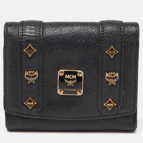 MCM Black Leather Studded Charm Trifold Wallet - MCM - Modalova