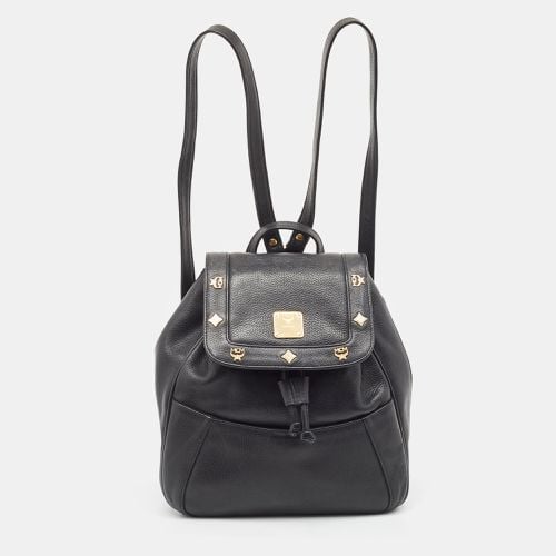 MCM Black Leather Studded Flap Backpack - MCM - Modalova