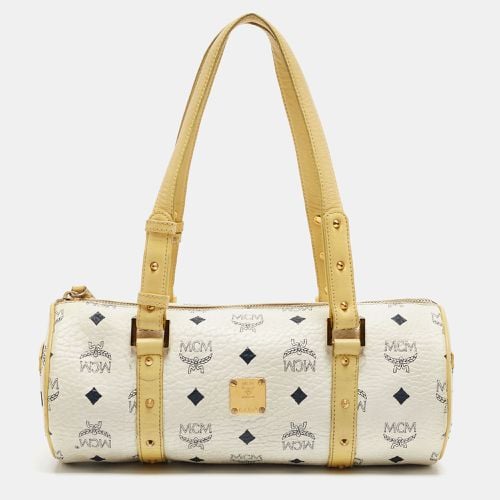 MCM Yellow/White Visetos Coated Canvas and Leather Rolle Boston Bag - MCM - Modalova