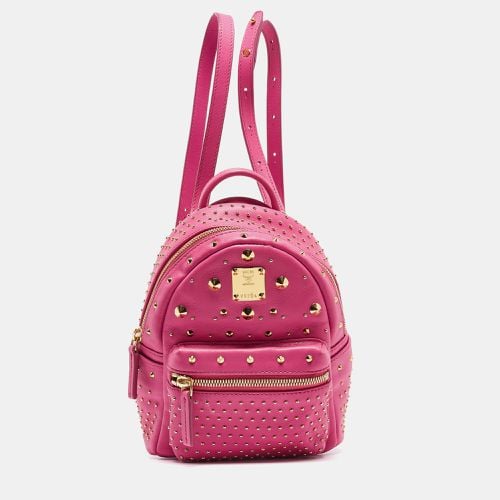 MCM Dark Pink Leather Mini Studded Stark Backpack - MCM - Modalova