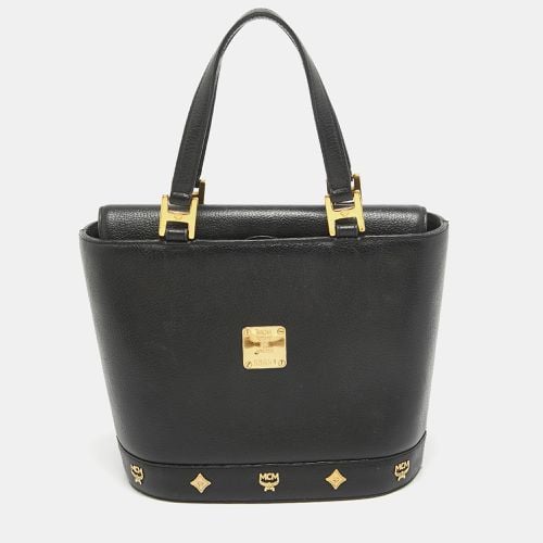 MCM Black Leather Flap Studded Bucket Tote - MCM - Modalova