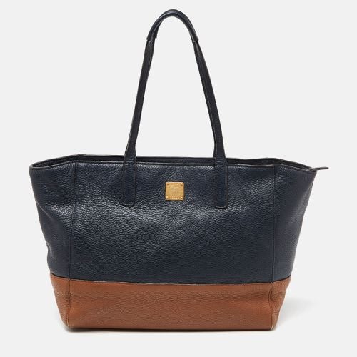 MCM Blue/Brown Leather Zip Shopper Tote - MCM - Modalova