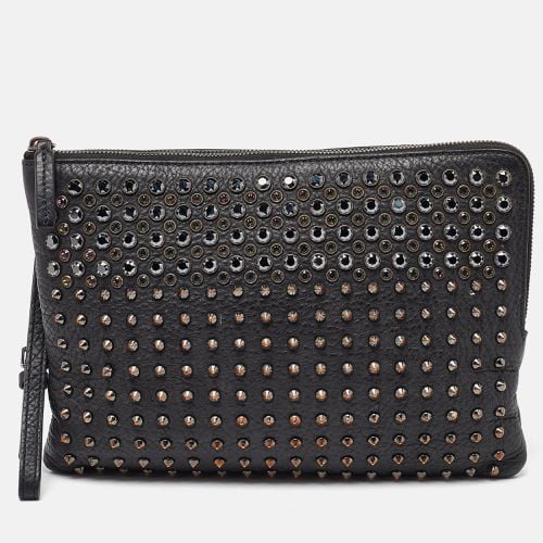 MCM Black Leather Embellished Zip Wristlet Pouch - MCM - Modalova