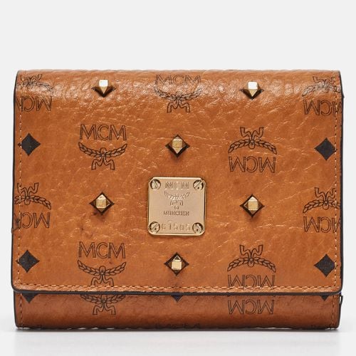 MCM Cognac Visetos Coated Canvas Studded Trifold Wallet - MCM - Modalova