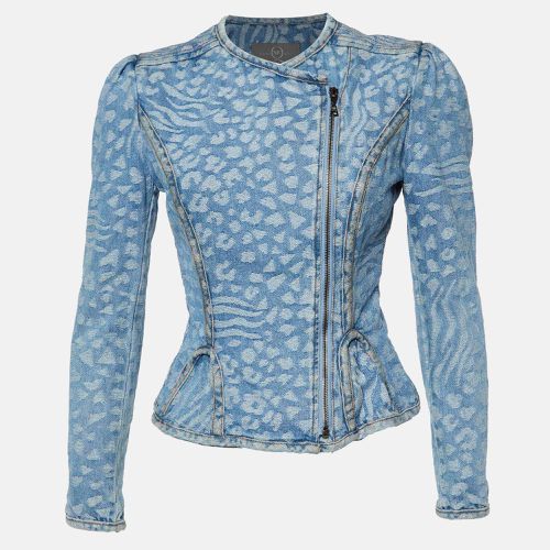 McQ by Alexander McQueen Blue Animal Patterned Jacquard Denim Jacket S - McQ by Alexander McQueen - Modalova