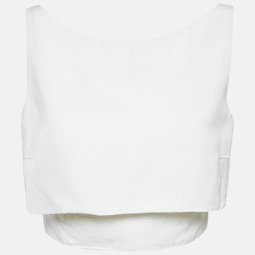 McQ by Alexander McQueen White Faille Cotton Blend Layered Crop Top M - McQ by Alexander McQueen - Modalova