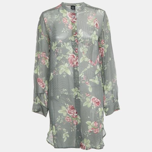 McQ by Alexander McQueen Black /White Printed Silk Sheer Shirt Dress M - McQ by Alexander McQueen - Modalova