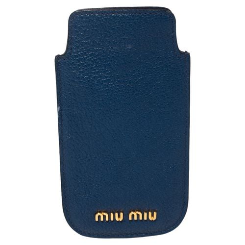 Miu Miu Blue Leather Phone Case - Miu Miu - Modalova