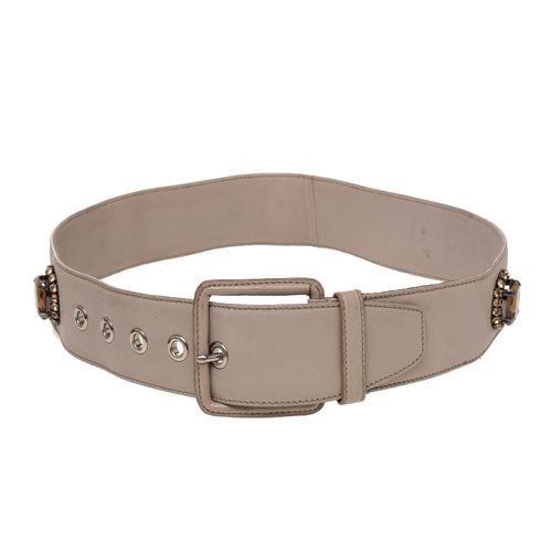 Soft Leather Embellished Buckle Belt 70CM - Miu Miu - Modalova