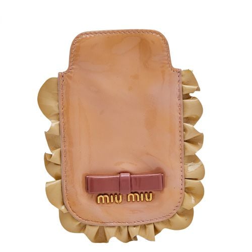 Miu Miu Beige Patent Leather Ruffle Phone Case - Miu Miu - Modalova