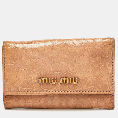 Miu Miu Dusty Pink Croc Embossed Leather Key Holder - Miu Miu - Modalova