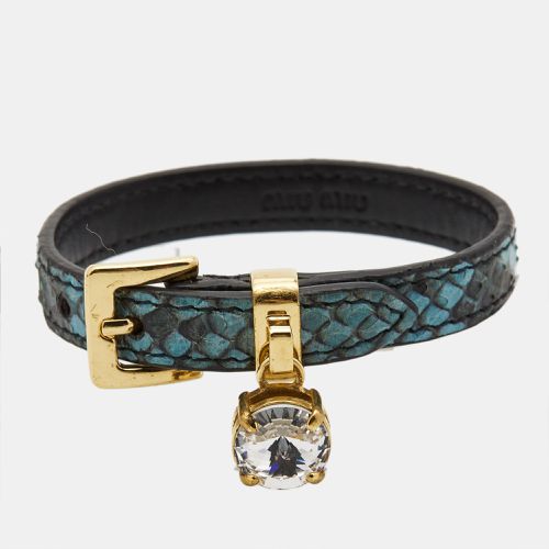 Miu Miu Leather Crystal Gold Tone Bracelet - Miu Miu - Modalova