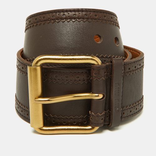 Miu Miu Brown Leather Wide Waist Buckle Belt 85CM - Miu Miu - Modalova