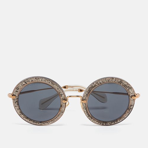 Miu Miu Black SMU 13N Glitter Frame Round Sunglasses - Miu Miu - Modalova