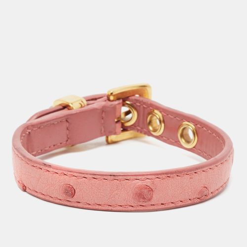 Miu Miu Pink Leather Gold Tone Strap Wrap Bracelet - Miu Miu - Modalova