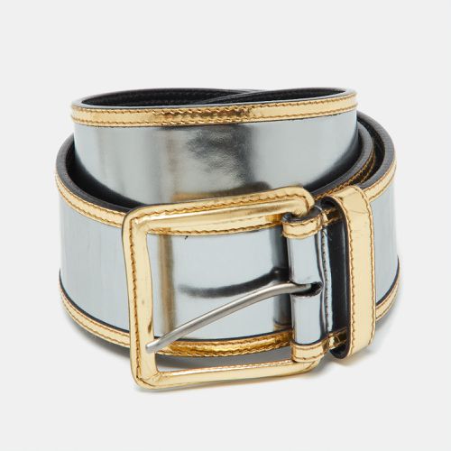 Miu Miu Metallic Silver/Gold Patent Leather Waist Belt 85CM - Miu Miu - Modalova