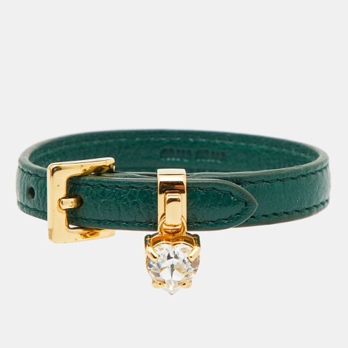 Miu Miu Crystal Green Leather Bracelet - Miu Miu - Modalova