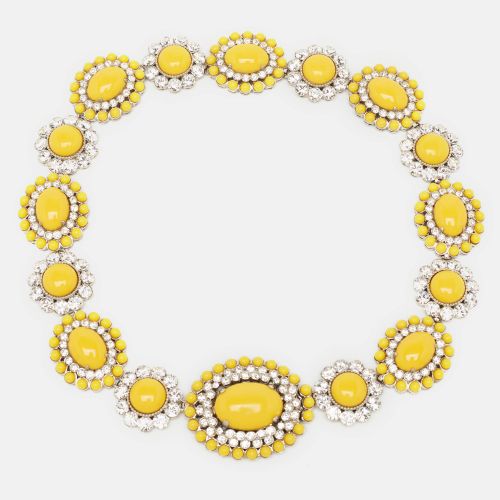 Miu Miu Yellow Composite Crystal Embellished SIlver Tone Floral Choker Necklace - Miu Miu - Modalova