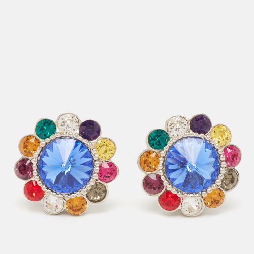 Miu Miu Rebels Crystals Silver Tone Clip On Earrings - Miu Miu - Modalova