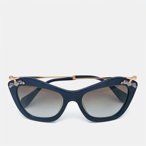 Miu Miu Navy Blue/Grey Gradient SMU 03P Crystals Cat Eye Sunglasses - Miu Miu - Modalova
