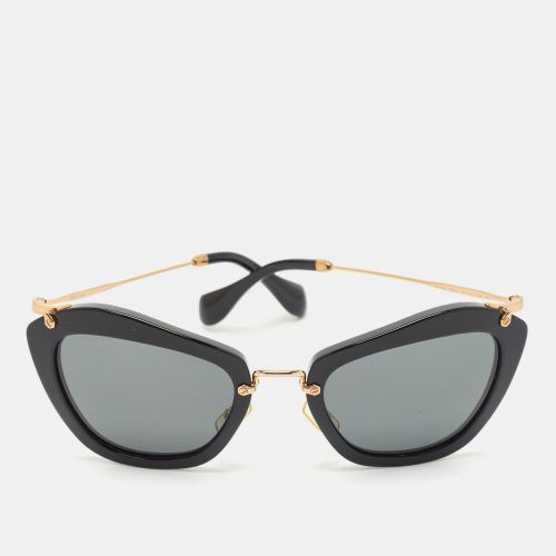 Miu Miu Black/Gold SMU 10N Cat Eye Sunglasses - Miu Miu - Modalova