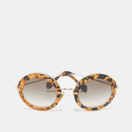 Miu Miu Tortoise Brown/Grey Gradient SMU13N Frame Round Sunglasses - Miu Miu - Modalova